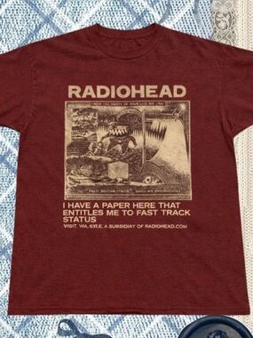 Radiohead Fast Track Graphic Tee Burgundy Unisex Band T-Shirt